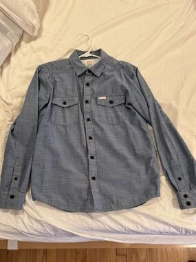 Topo Designs Chambray Long-Sleeve Button-Down in Light Blue